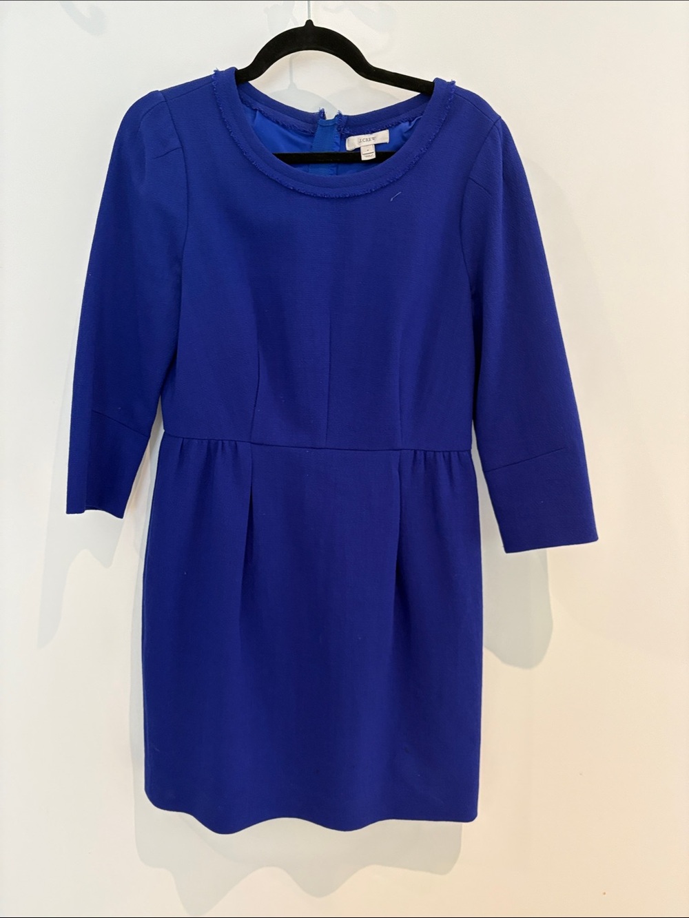 J. Crew Cobalt Blue Shift Dress with Three-Quarter Sleeves